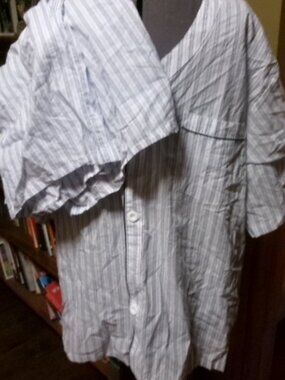 MENS XL VERMONT STORE COTTON SHORT PAJAMAS BLUE WHITE PINSTRIPE